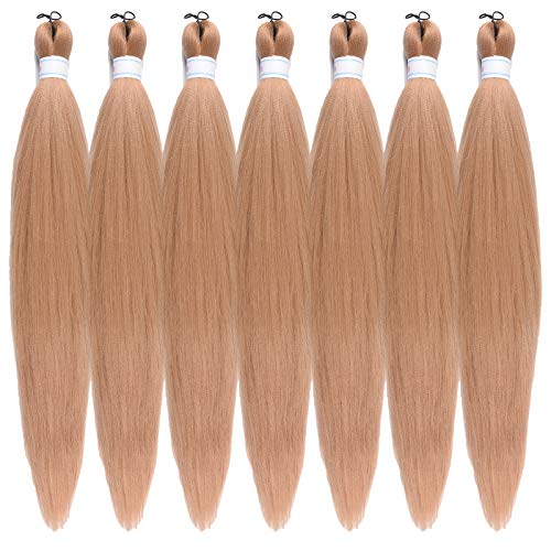 8 Pack Pre Stretched Braiding Hair - 26 Inch Long Light Blonde Braids Prestretched Braiding Hair Itch Free Hot Water Setting Synthetic Fiber Yaki Texture (8Packs 26 Inch) #TOP4