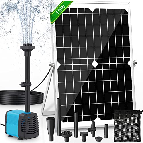 Pompe solaire pour étang et fontaine 15 W, débit 720 L/h, câble extensible de 5 m, 4 modèles de...