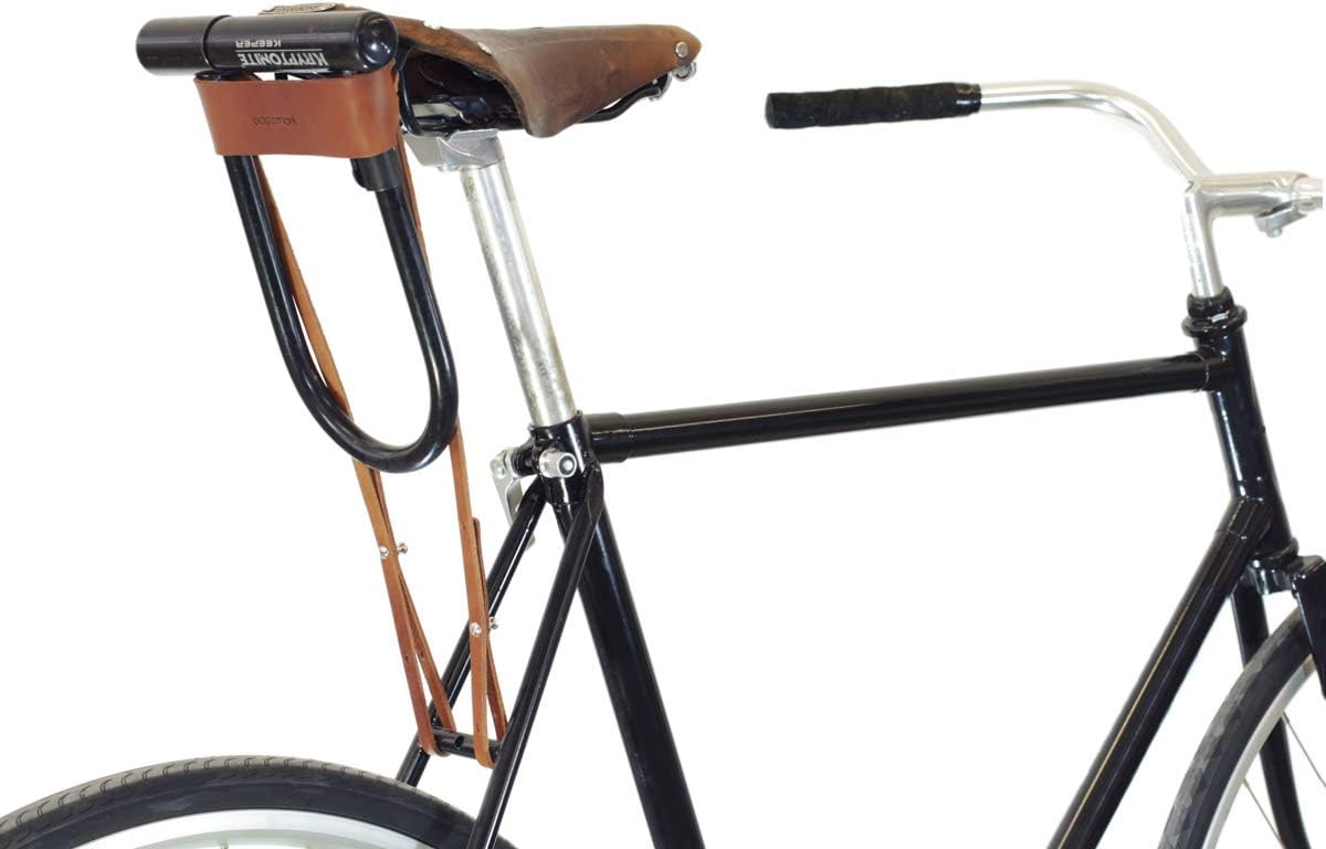 Oopsmark U-Lock Holster for Kryptonite Bicycle Locks - Leather D-Lock Holder for More Quiet Bike Ride