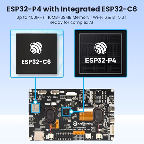 Image of ELECROW ESP32 Display 800x480, 5 Inch HMI ESP32 IPS Touch Screen, Support AI Speech Interaction, ESP32-P4 Dual-Core Processor, Up to 400MHz, Compatible with Arduino, ESP-IDF, LVGL (Without Camera)