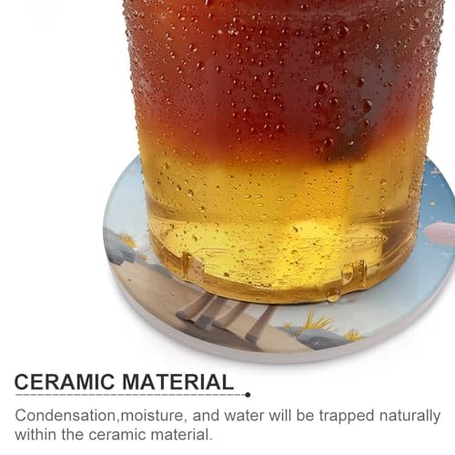 Dessous de verre girafe pour apéritif et table basse lot de 6 céramique liège