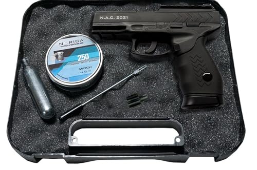 Pack Norica Pistola de Aire comprimido NAC 2021 Calibre 4.5 | CO2 y balines Match/bb's | <3,5J con Maletin Incluido