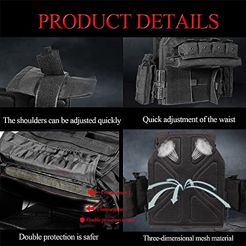 Mens Vest Military Tactical Army Polyester Waistcoat for Outdoor Camping Hunting Fishing Hiking Airsoft War Game,Camouflage1 - Image 6