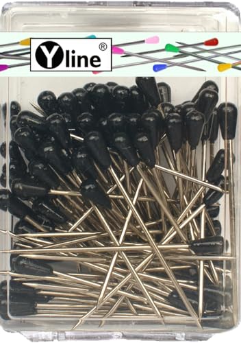 100 Stück Tapezierstecker mit Kunststoffkopf schwarz ca. 60 mm, Schmuck- Nadeln Stecknadeln groß, 3227-SW