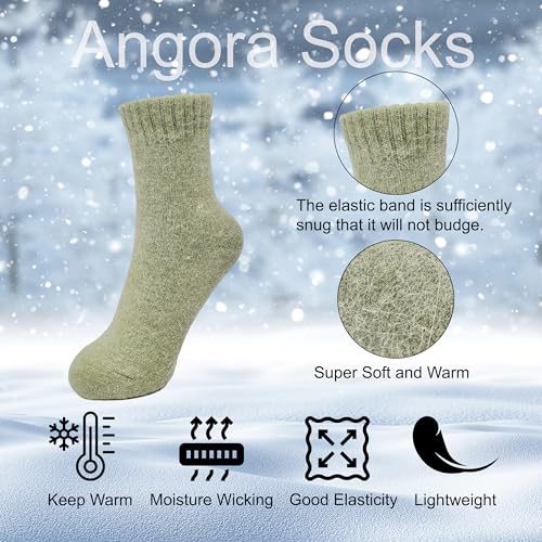 Image of 2 Pairs Plain Fuzzy Fluffy Angora Wool winter warm and soft women's socks, Christmas gift