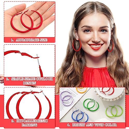 Sasylvia 16 Pairs Matte Hoop Earrings Colorful Hoop 80s Retro Neon Drop Earrings for Women3