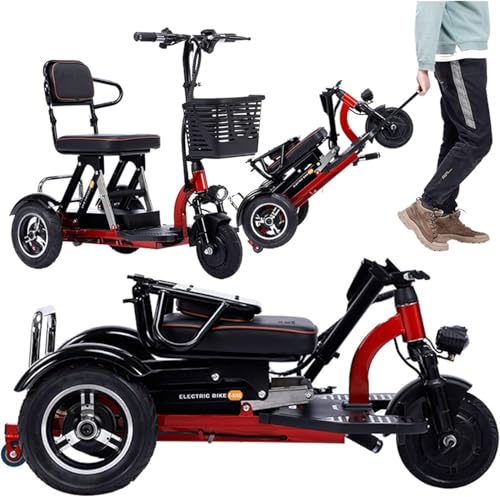Scooters de Movilidad, Scooter de Movilidad Ligero y Plegable de 3 Ruedas - Duración de la batería de hasta 45 km - Asiento cómodo - Ideal para Personas Mayores y discapacitadas