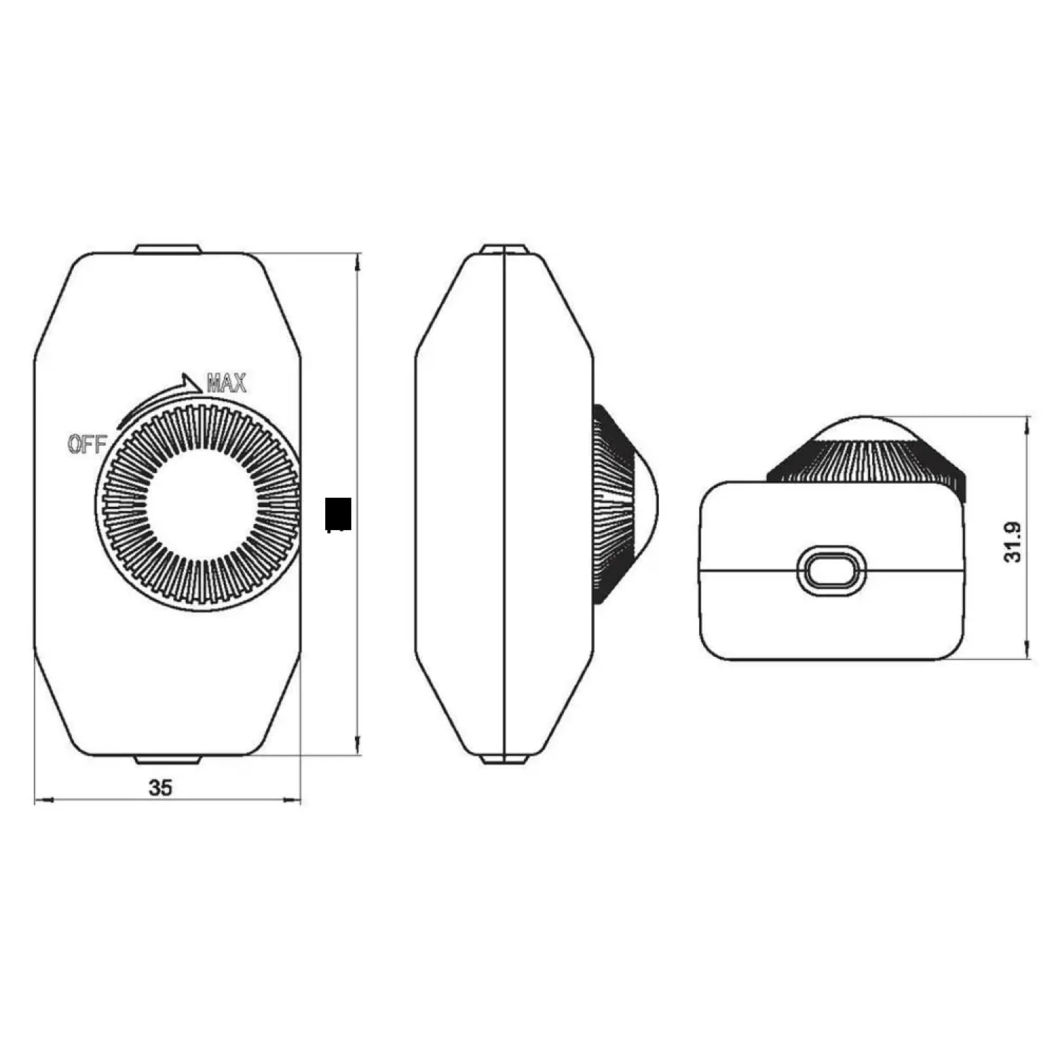Variateur LED - Variateur de cordon en continu avec interrupteur marche/arrêt, variateur rotatif, variateur d'intensité, variateur d'intensité - 230 V 1-60 W - Noir