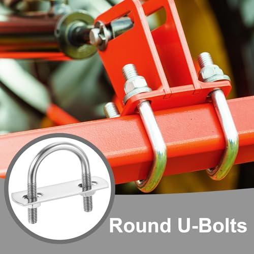Image of PATIKIL Round U-Bolts, 2 Pcs 1.06 inch(27mm) Inner Width 47mm Length M6 with Nut Plate Washer 304 Stainless Steel Round Bend U-Bolts for Boat Trailer Axle Sailboat