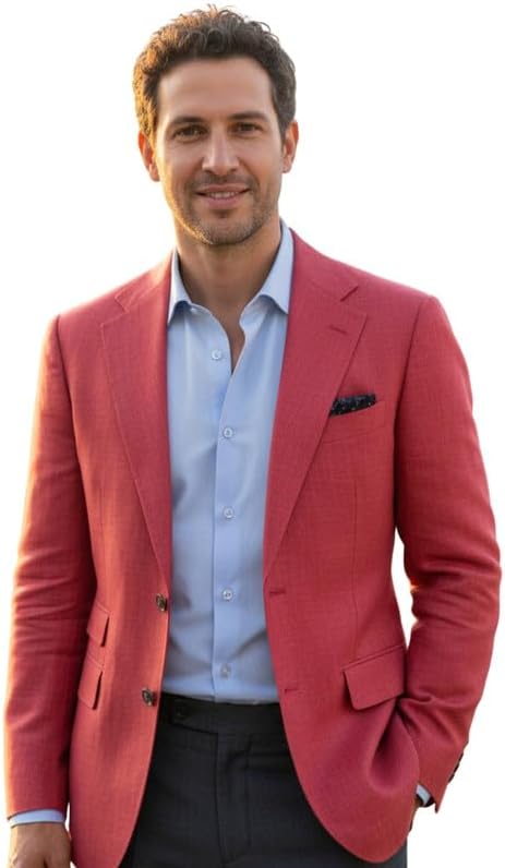 Men's Suit Blazer Notched Lapel 2 Button Suit Jacket with Asymmetric Pockets Business Commute Versatile