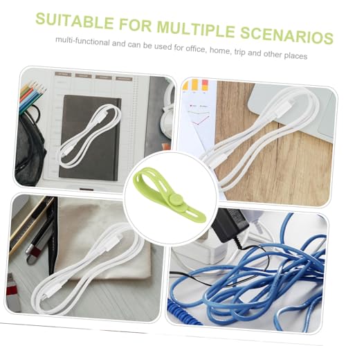 20 piezas de bridas reutilizables de silicona para organización de cables, correas para gestión de cables en escritorio miniatura 3