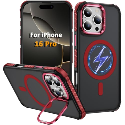 Coque magnétique iPhone 16 Pro rouge anti-traces : le confort d'un support réglable au quotidien