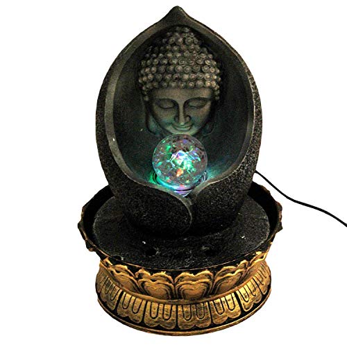 Image of GTC Beautiful Lord Buddha Water Fountain Show Piece for Home Decorative Home Gifts for Drawing Room Living Room Waterfall Decorative Item and Water Pump Polystone (16066, Multicolor)
