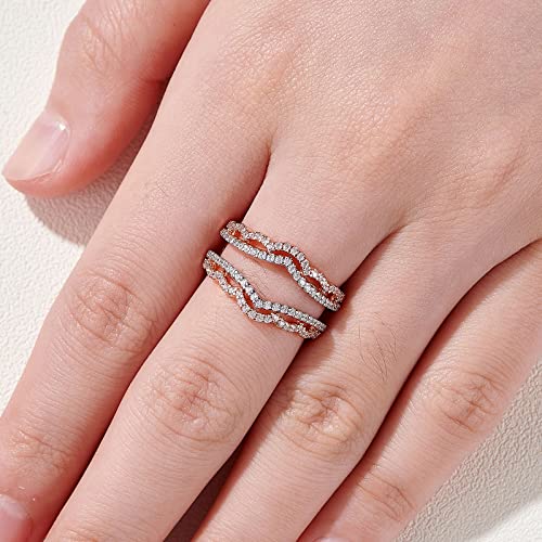 Newshe Jewellery AAAAA Cz Wedding Ring Enhancer Guard for Engagement Rings 18K Rose Gold 925 Sterling Silver Size 5-104