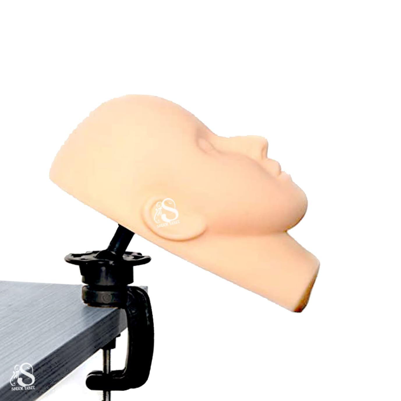 KALSUTANSHI ᵀᴹ Mannequin Head with Clamp for Makeup Practice |Eyelash Mannequin Training Head Closed |Practice Model Massage Head Dummy + Clamp