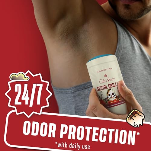 Image of Old Spice Aluminum Free Deodorant for Men, Summerdudes, 24 /7 Odor Protection w /Daily Use, 24 /7 Sunny Freshness & Long Lasting Scent, Smooth Glide, Serial Griller with Charred Marshmallow Scent, 3.0 oz