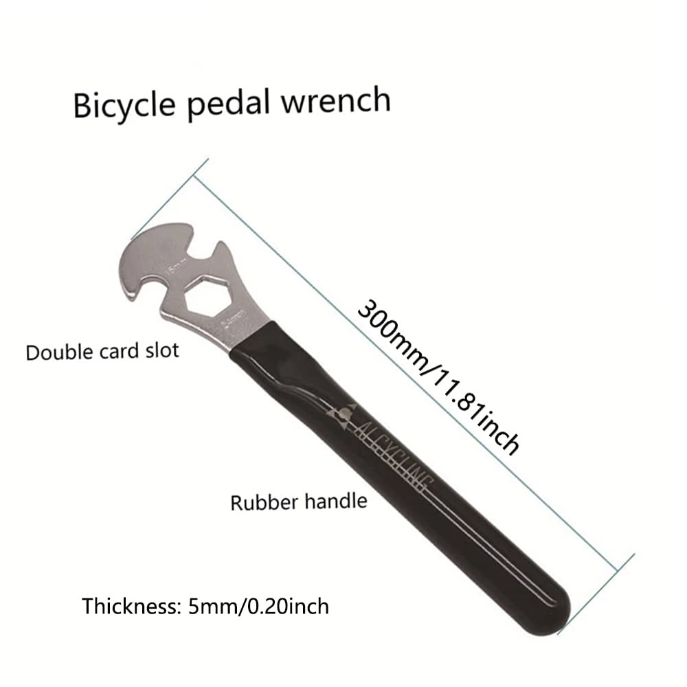 SagaSave 2 STÜCKE Fahrrad-Pedalschlüssel, langer Pedalschlüssel, 15 mm, Reparaturwerkzeug, professionell, mit super langer Hand, 15 mm, Silber