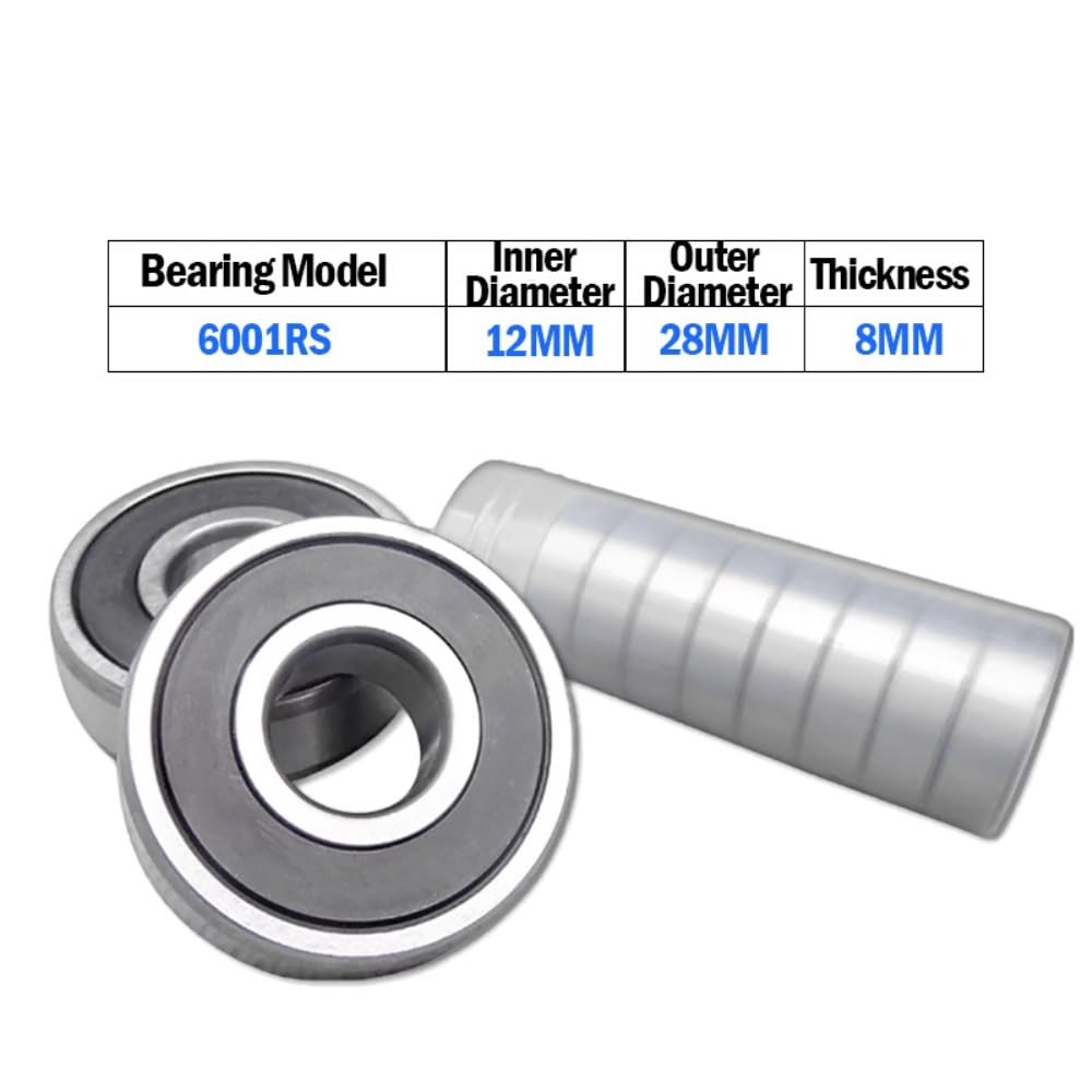 Rodamiento de bolas 6001 R82RS 1/2 pulgada de ancho, rodamientos pequeños sellados dobles for Motor eléctrico, rueda, bicicleta, cortacésped, Spinner(20pcs 12x28x8)