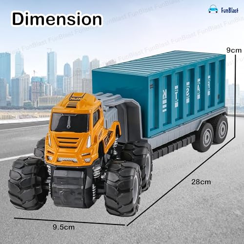 Image of FunBlast Container Truck Toy for Kids - Push & Go Friction Power Container Truck Toy for Kids, 1:43 Scale Model 4X4 Drive Die-Cast Metal Truck Toys for 3+ Year Old Boys & Girls (Style-A)