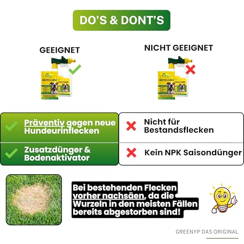 Greenyp Neutralizer - schützt Rasen vor Hundeurin Flecken I Urin neutralisieren dank Effektive Mikroorganismen I 100% organischer Dünger Bodenaktivator für Rasen I Beutel mit 12g für 600m2