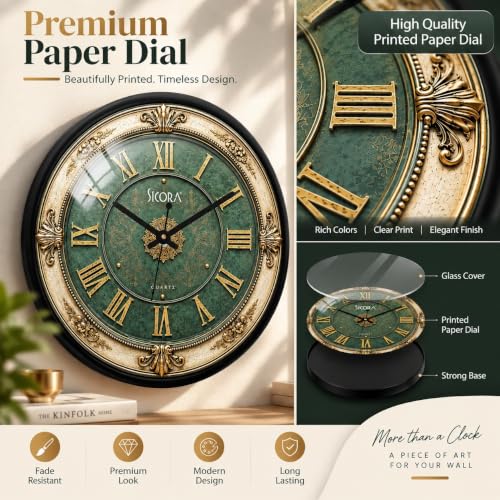 SICORA Store SICORA Wall Clock with Silent Sweep Quartz Movement, - Image 3