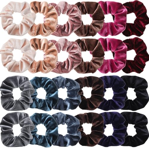 Image of Tatuo 24 Pieces Hair Scrunchies for Girls,Vintage Colors,Velvet