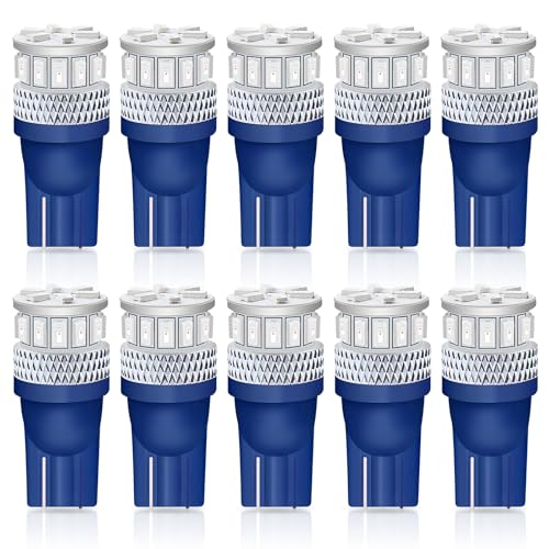 Qoope T10 Blue W5W 194/168 LED Bulbs 12-24V Pack of 10