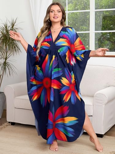 Image of Kaftan Dress for Women - Plus Size Caftan Maxi Beach Dress Moo Moos Loungewear, Swimsuit Cover Up for Beach, Pool or Vacation