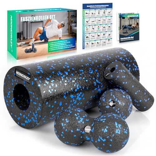 nooncrazy Faszienrolle Set mit Kordelzugbeutel und Training Posters,...