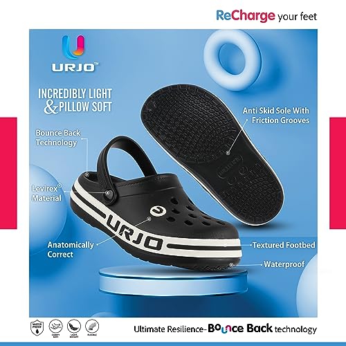 Image of URJO Streak Kid's Clogs /Sandals with Adjustable Back Strap Ultra Soft & Flexibility Anti Skid Comfortable Waterproof Daily Mules Clogs /Sandals Boy's & Girl's