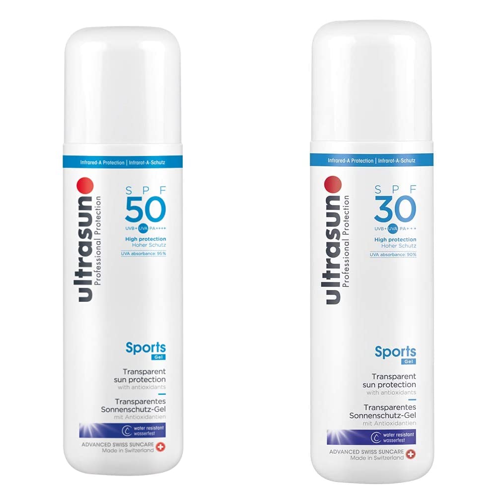 ultrasun Very High SPF 50 Sunscreen Sun Protection Sports Gel, 200 ml & Sports SPF 30 Transparent Sun Protection Gel, 200 ml