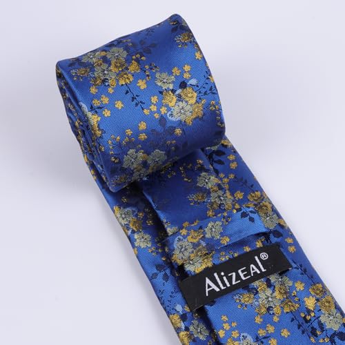Image of Alizeal Mens 3.15inches Delicate Floral Tie with Small Flower Printed Handkerchief Set