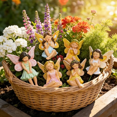 U WONDERFUL Miniature Fairy Figurines - 6Pcs Mini Fairies for Fairy Garden & Tiny Elf Garden Accessories for Home Outdoor Yard Lawn Supplies Flower Pot Decor — view 2