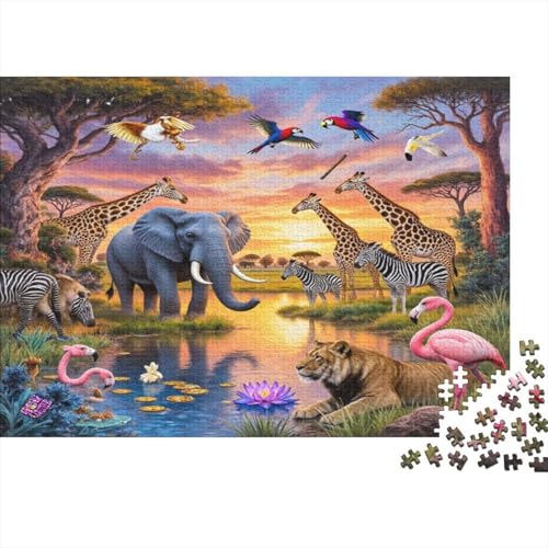 Puzzle de 1000 piezas de animales africanos en papel de alta calidad para decoración