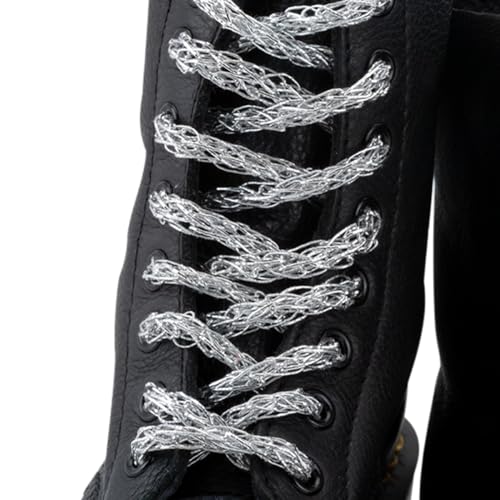 Glitter Silver Shoe Laces Metallic Shoestring Fashion Chain Shoelace for Sneakers Sparkle Bling Shoe Strings4