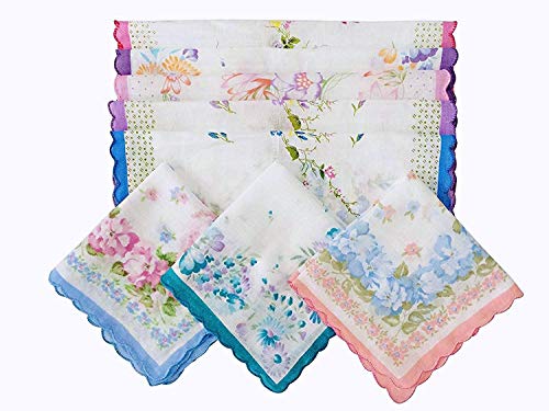 Forlisea 6 Pieces Womens Vintage Cotton Handkerchiefs Floral Wendding Party Fabric Hanky #TOP2