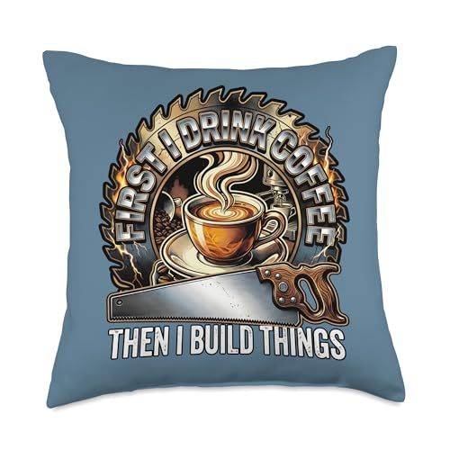 Coffee Woodworking Blade Hand Saw Funny Carpenter Gift Throw Pillow