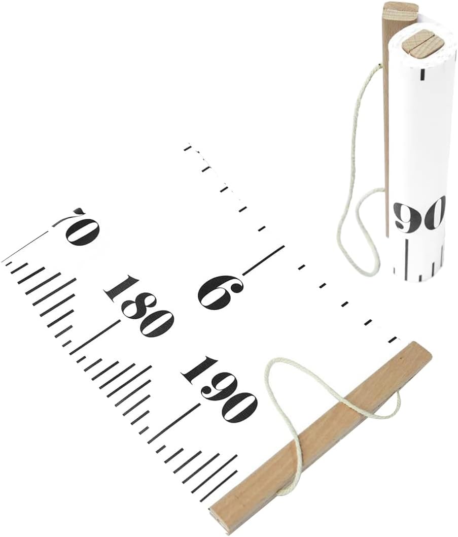 Hanging Growth Chart, Height Measure Ruler Roll Up Wooden Canvas Growth Ruler for Kids Baby Birthday Gift,White,A1