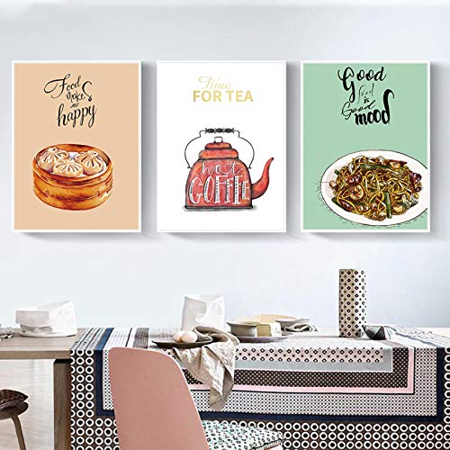 Affiche nouilles chinoises grand format 50x70cm triptyque toile dessin animé imperméable