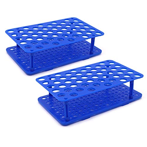 MYB Supplies Reagenzglasständer aus Kunststoff mit 50 Löchern für 10 ml/15 ml/50 ml Zentrifugenröhrchen, 2 Stück Trennbarer Zentrifugenröhrchenhalter(S) Cover
