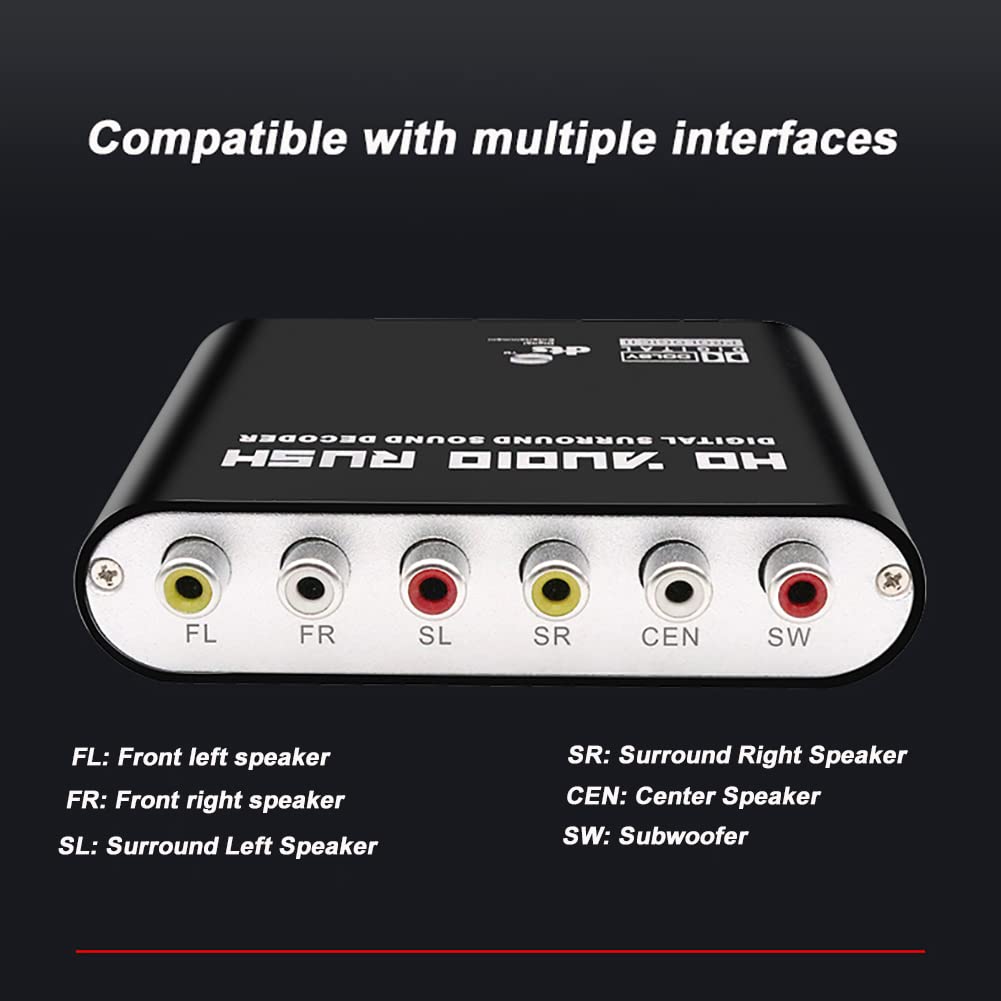RSGK Decodificatore Audio Digitale 5.1, Conversione Coassiale in Fibra Ottica, TV Spdif Audio Digitale Collegata al Vecchio Amplificatore di Potenza Decodifica DTS Audio