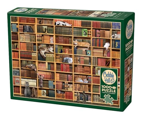 Cobble Hill 1000 Piece Puzzle - The Cat Library - Sample Poster Included