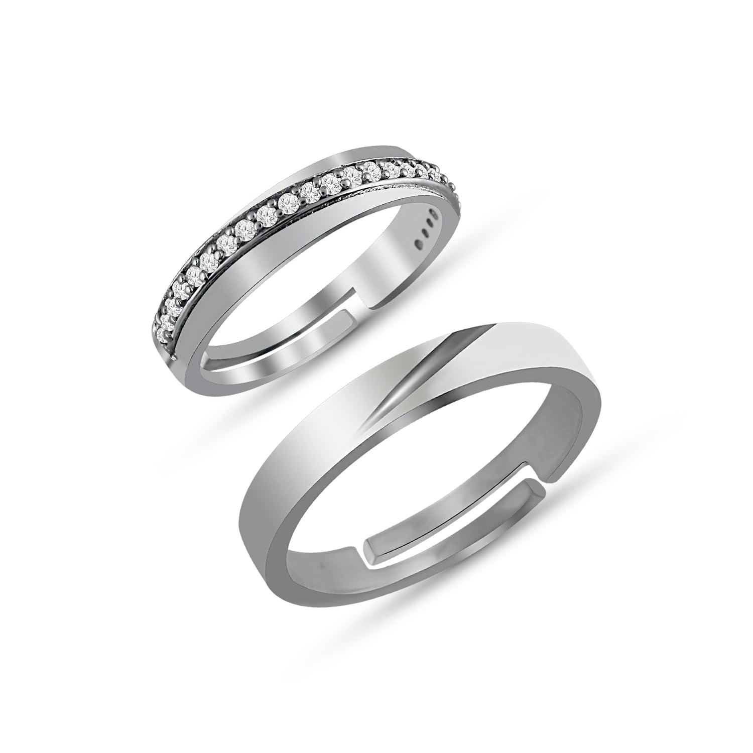 Gem O Sparkle Sparkling Unity: American Diamond Silver Couple Ring with Exquisite High Finish (B0CMLF6DFK) Amazon Price History, Amazon Price Tracker