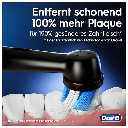 Oral-B iO Series 6 Elektrische Zahnbürste/Electric Toothbrush, Doppelpack & 3 Aufsteckbürsten, 5 Putzmodi für Zahnpflege, Magnet-Technologie, Display, Designed by Braun, Schwarz/Rosa – Bild 3