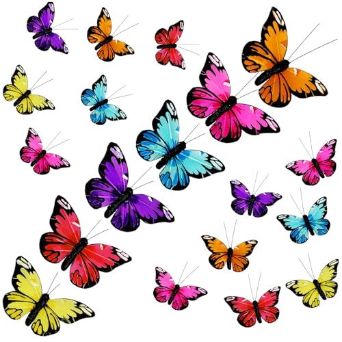 Feather Clip-On Artificial Butterflies Set of 12