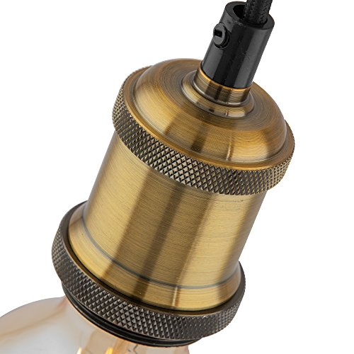 Image of Homesake 40W E26 / E27 Industrial Light, Hanging Vintage Edison Pendant Lamp, Metal, Antique Brass (Gold).