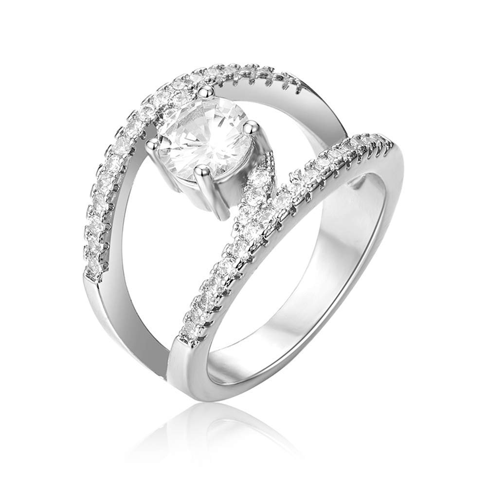 Bijou Solitaire de Demande en Mariage Strass Éclatant Métal Rose US 9 - 5