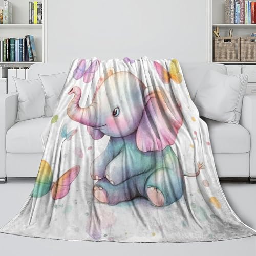 Cadeau pour collègues : couverture polaire éléphant aquarelle 3D - 6