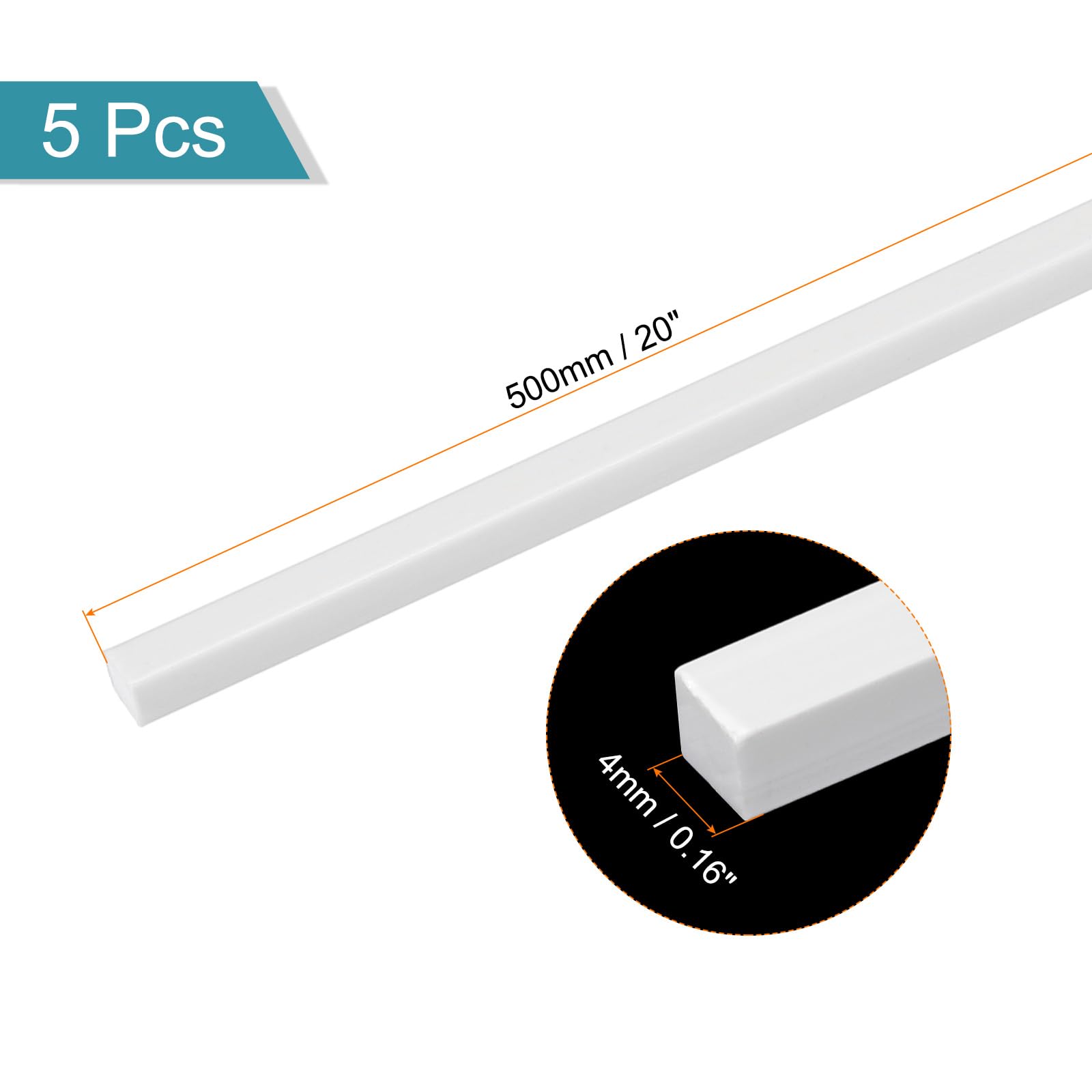 15 Aste Tonde In ABS Bianco 4x500 Mm – Plastica Modellabile Per Modellismo, Architettura, Fai-da-te E Tavoli Di Sabbia