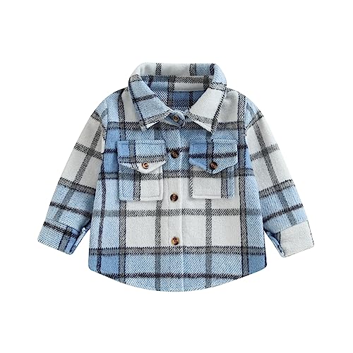 Image of MERSARIPHY Baby Boy Flannel Shirt Toddler Plaid Shirt Baby Button Down Jacket Coat Infant Fall Outfits